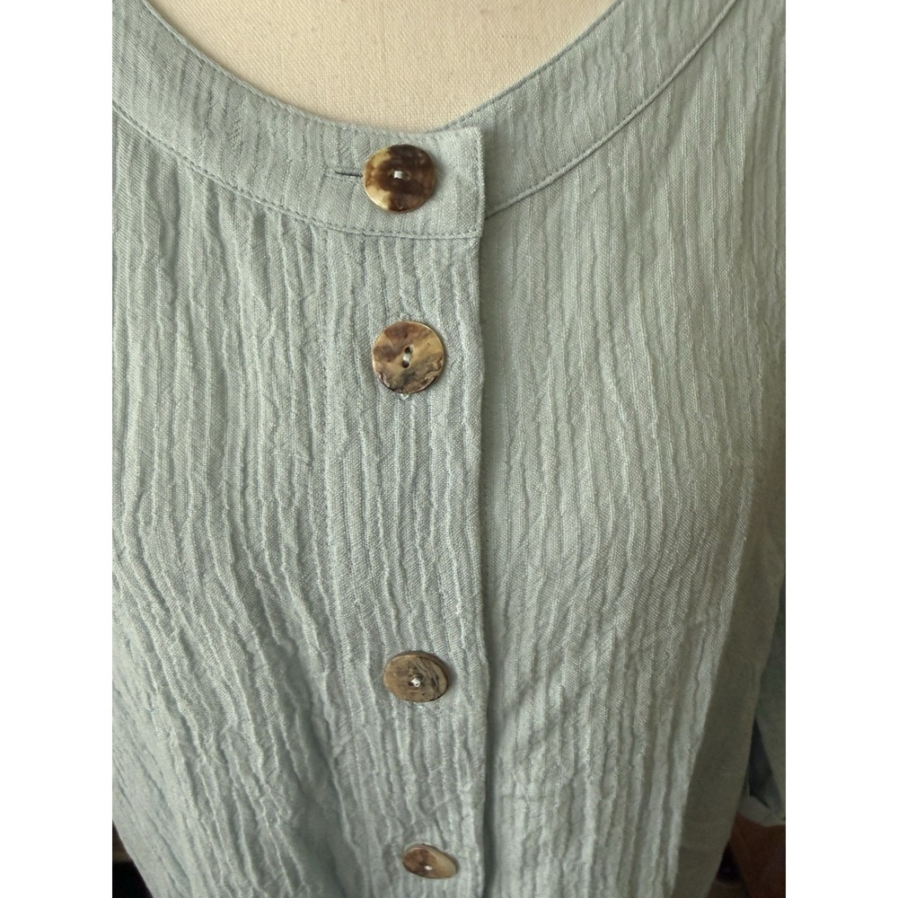 Soft Surroundings Tunic Top Womens Small Blue‎ Ramie Rayon Button Front Boho - Picture 2 of 8
